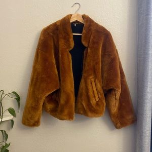 Free people faux fur cropped jacket